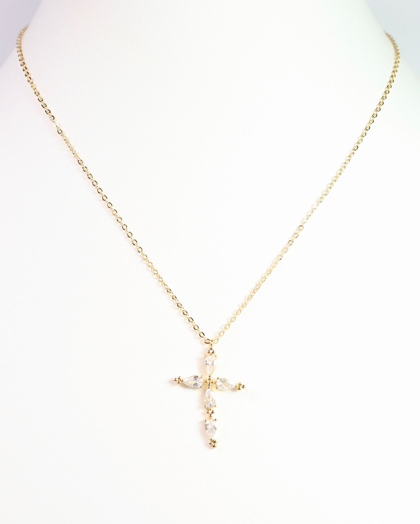 Marla CZ Cross Necklace Gold