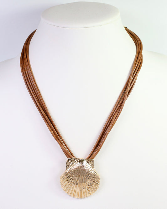 Lorain Scallop Cord Necklace Brown