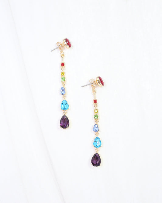 Charley Linear Crystal Dangle Earring Dark Multi