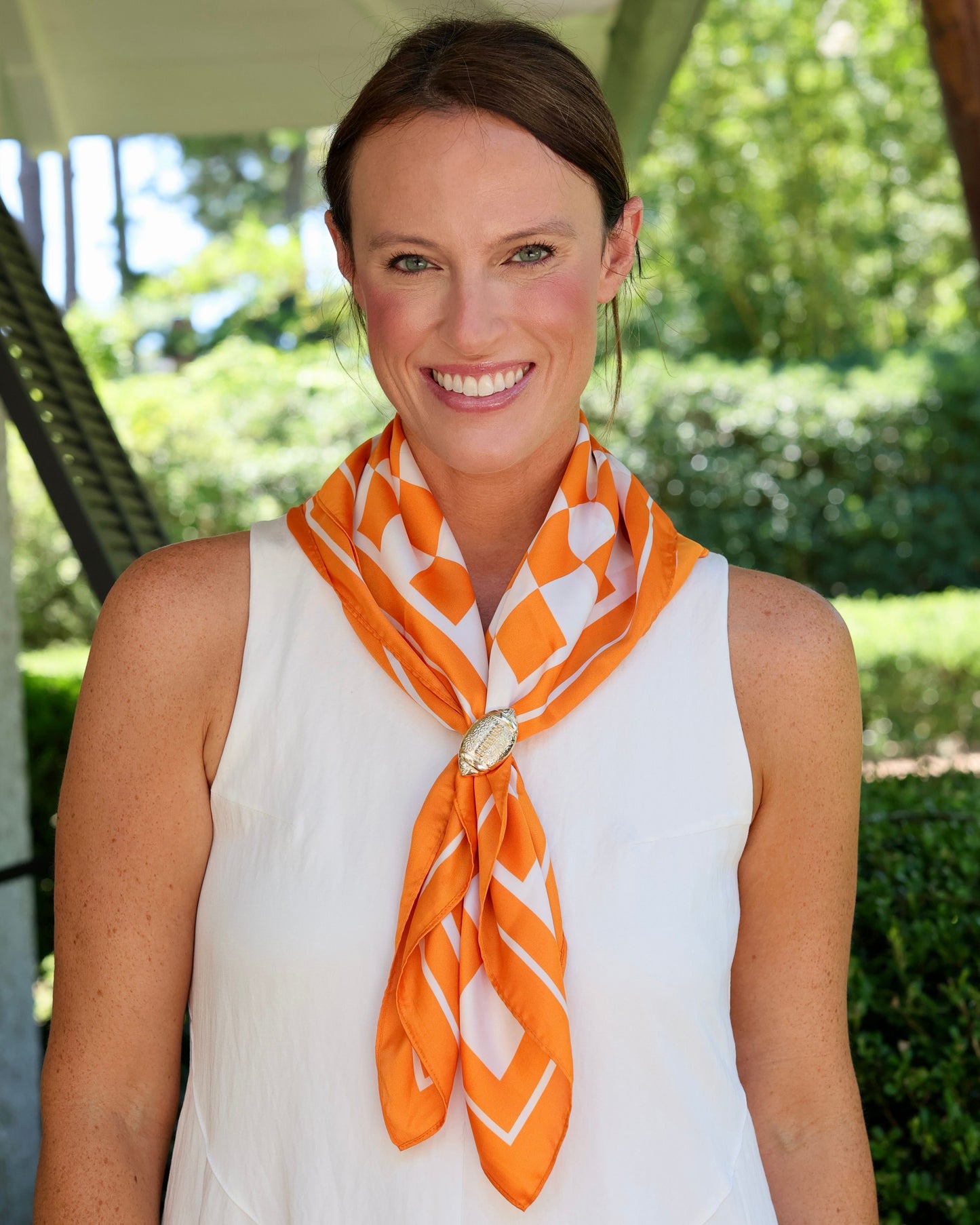Calloway Checked Scarf Medium Orange White
