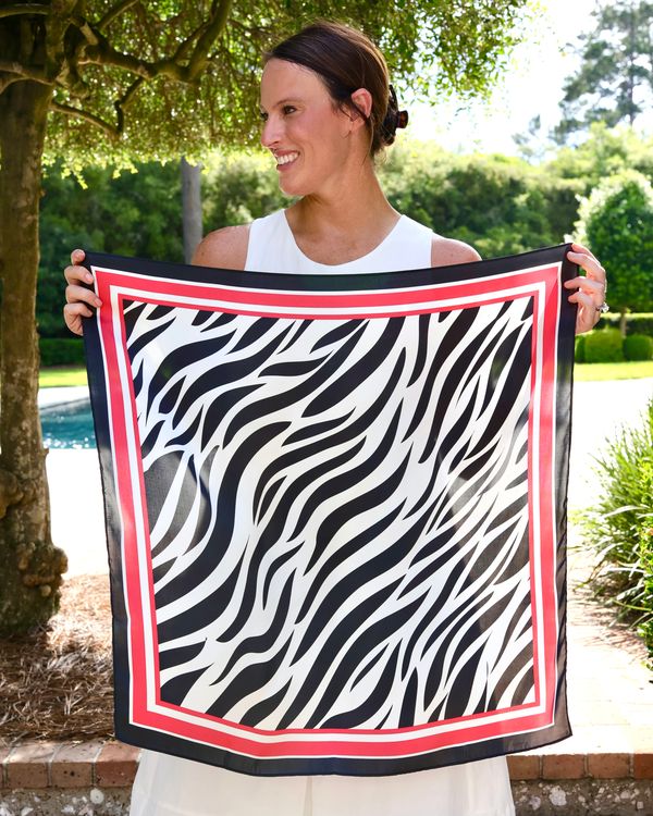 Harper Striped Scarf Medium Red Black