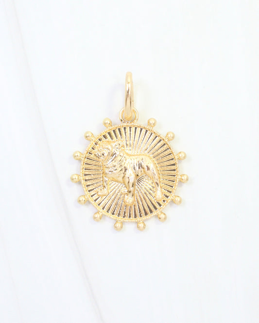 Carmen Coin Charm Standing Dog Worn Gold
