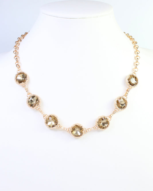Leah Crystal Link Necklace Topaz