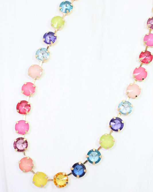 Shalimar Medium Rhinestone Necklace Rainbow
