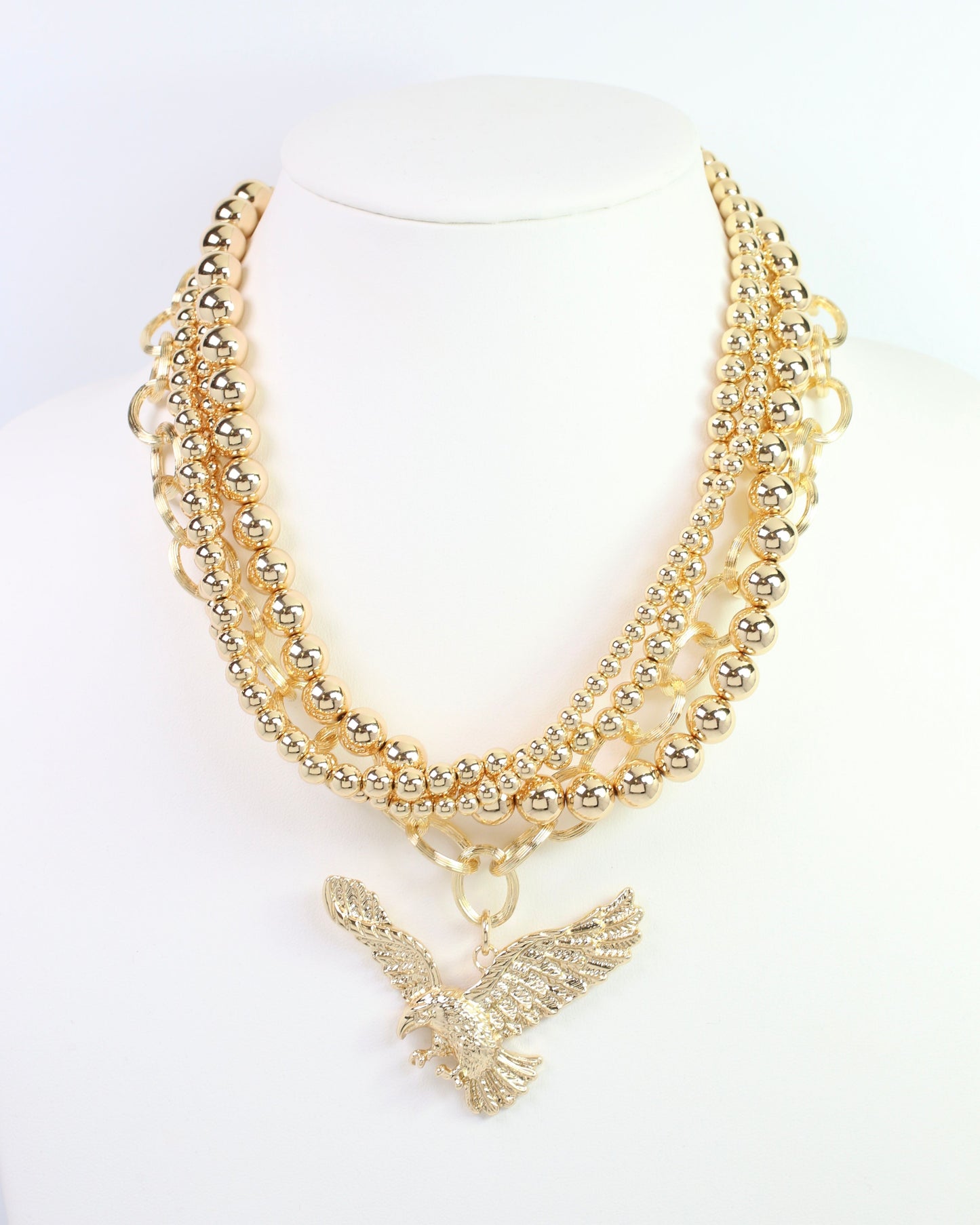Bree Beaded Layered Necklace Eagle Gold