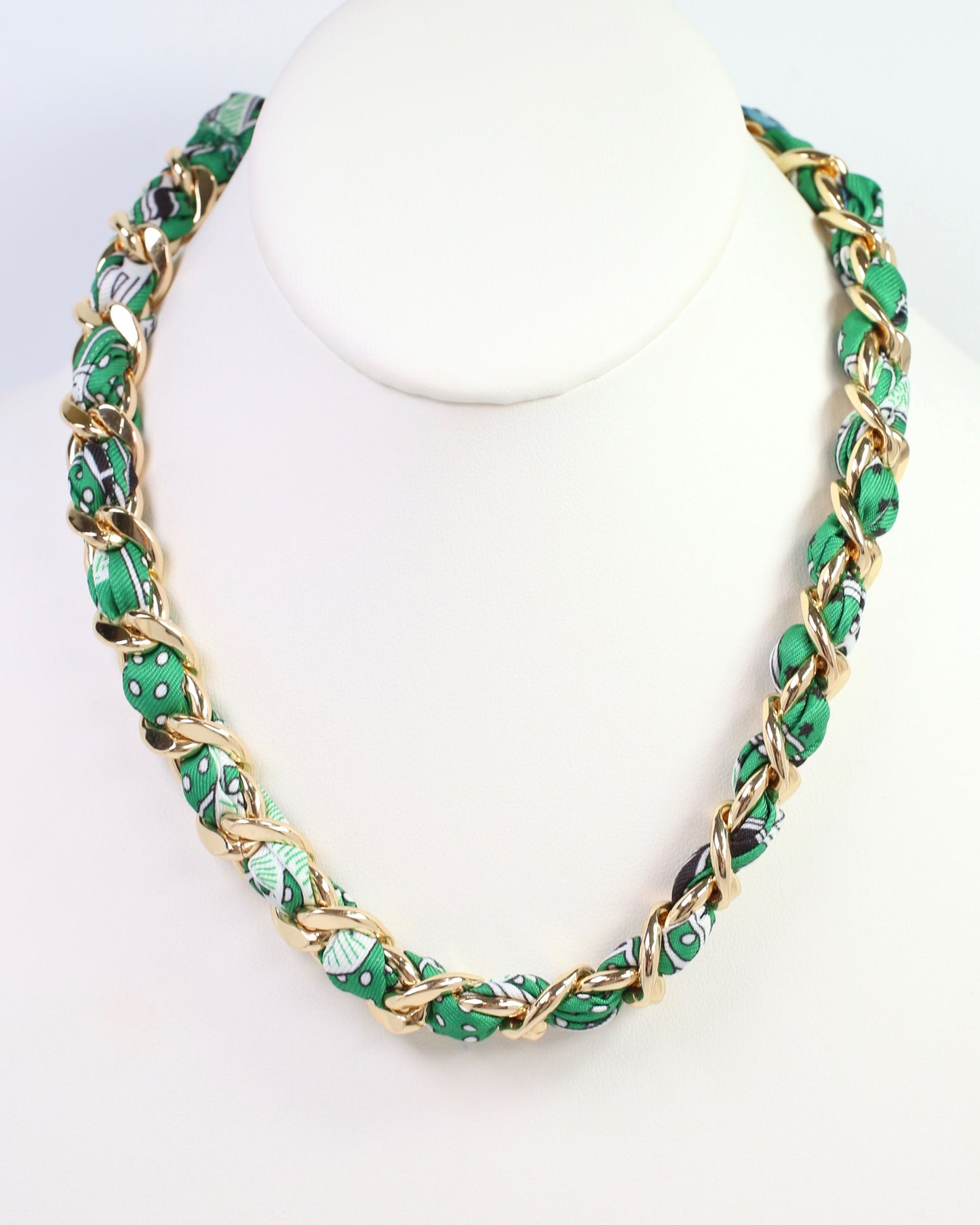 Corydon Braided Chain Scarf Necklace Green