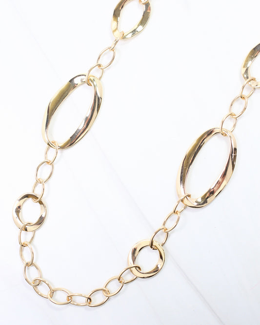 Groton Oval Chain Long Necklace Gold