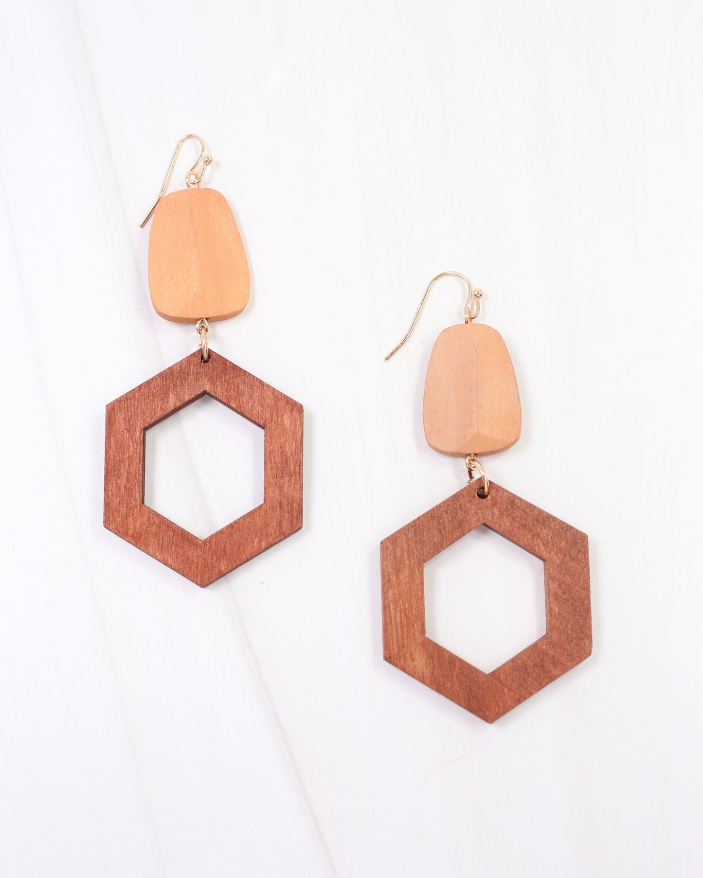 Catania Wooden Dangle Earring Brown