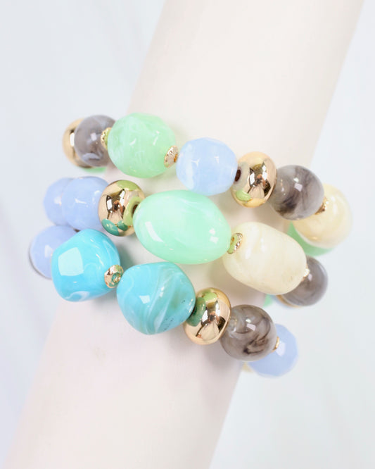 Ambridge Stone Stretch Bracelet Set Blue Multi