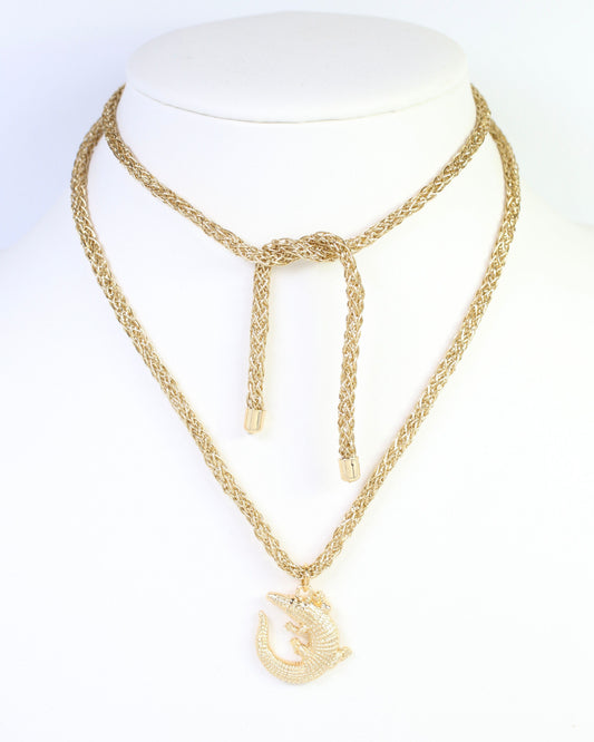 Corie Cord Necklace Alligator Gold