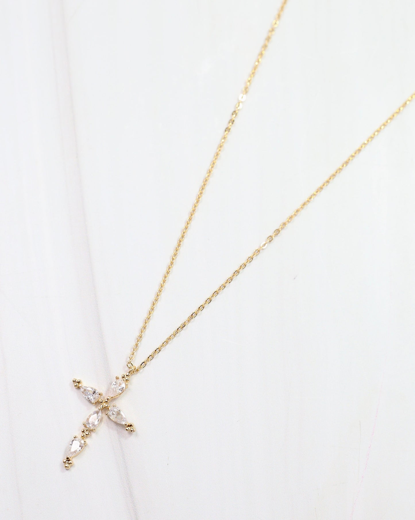 Marla CZ Cross Necklace Gold