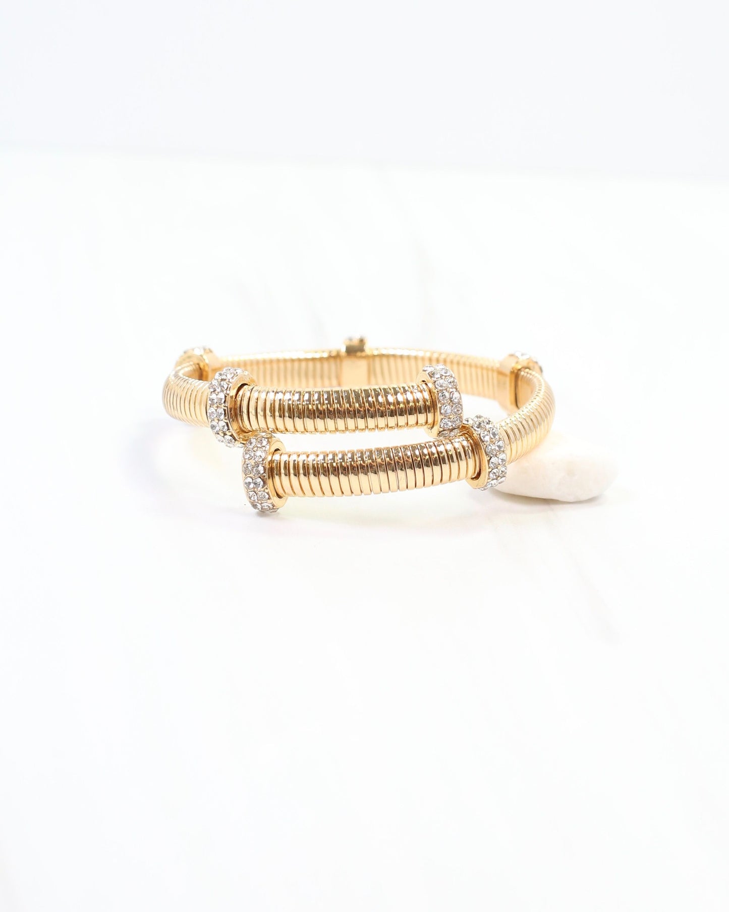 Clayton Crystal Coil Bracelet Gold