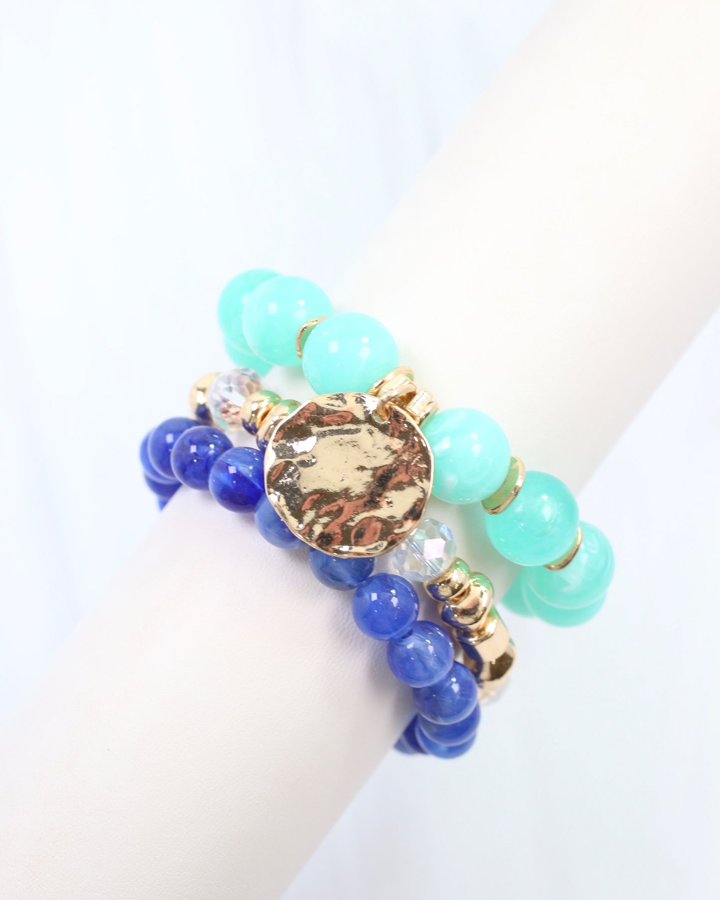 Biloxi Beaded Bracelet Set Aqua