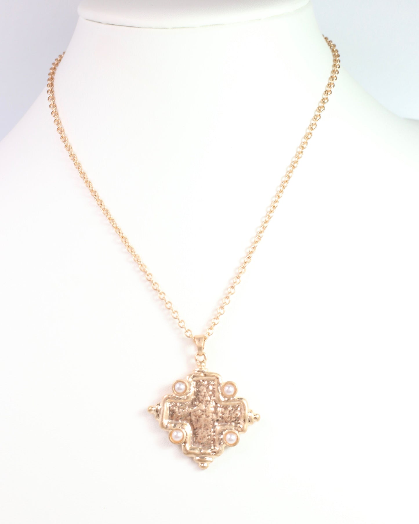 Karla Cross Necklace Worn Gold