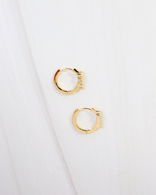 Las Cruces CZ Cross Huggie Earring WR Gold