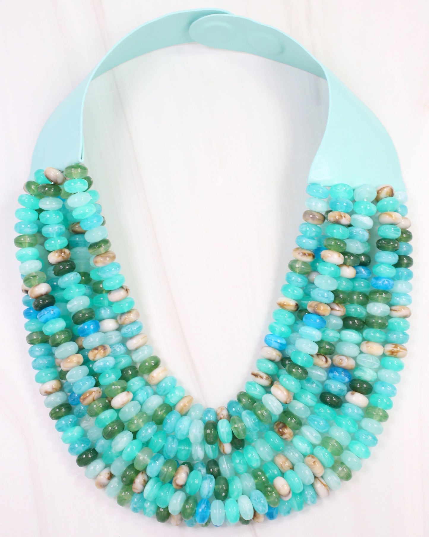 Solstice Layered Beaded Magnetic Necklace Aqua