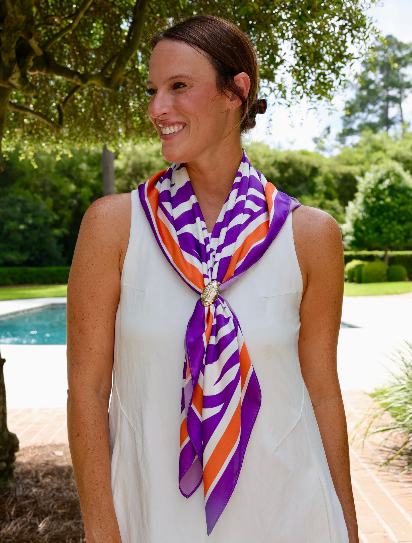 Harper Striped Scarf Large Purple Orange