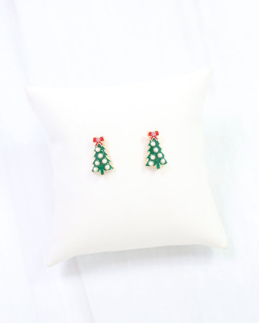 All is Calm Christmas Tree Stud Pearl