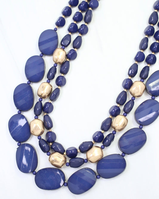 Adair Court Beaded Necklace Navy