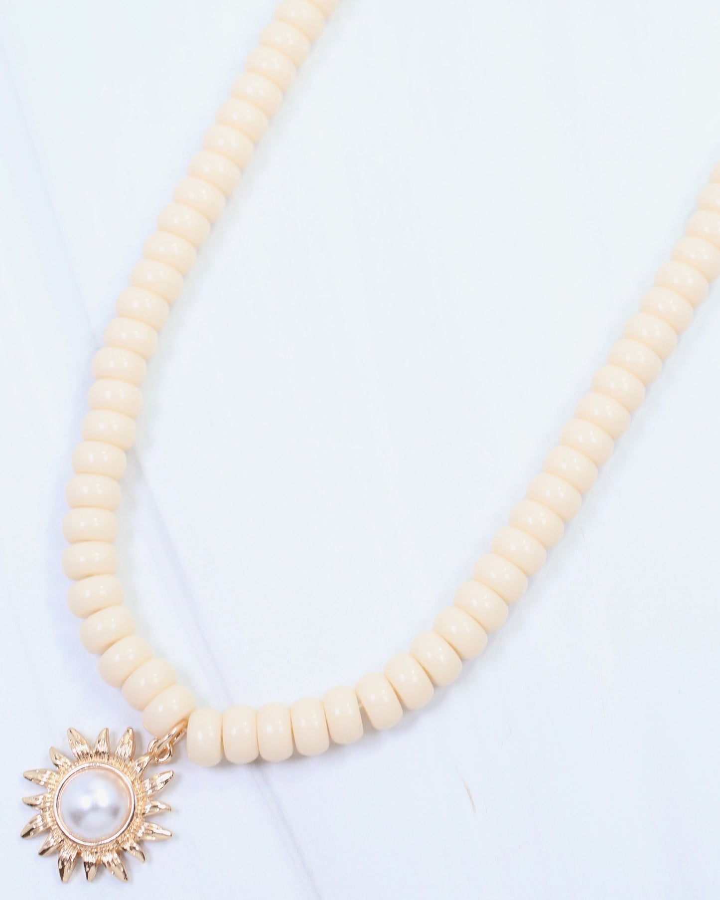 Abbigail Beaded Flower Necklace Ivory