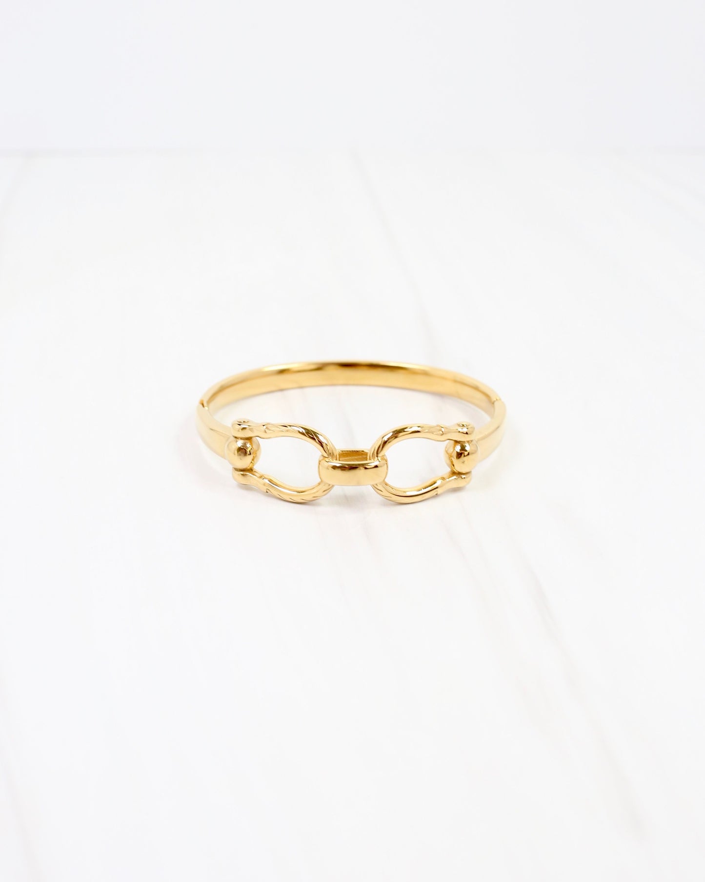 Lockport Horsebit Hinged Bracelet WP Gold