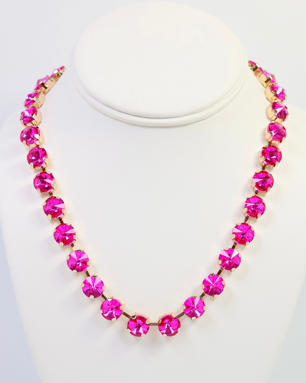Radcliffe Rhinestone Necklace Fuchsia