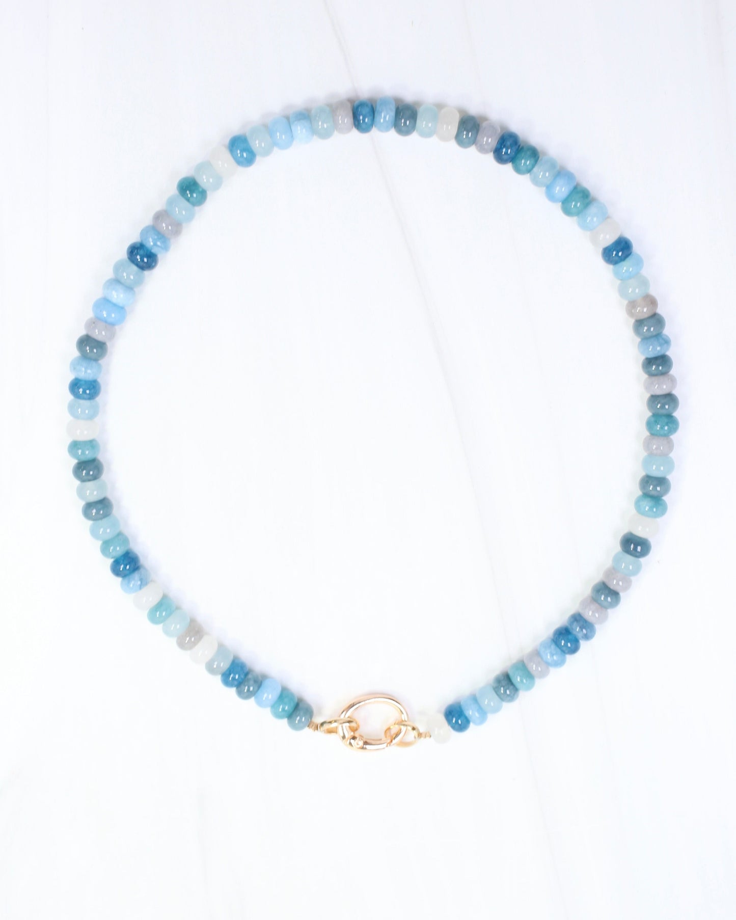 Gisela Stone Beaded Oval Clasp Necklace Blue Multi