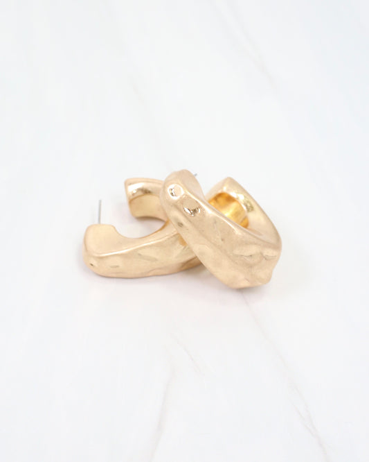 Kaylee Hammered Hoop Worn Gold