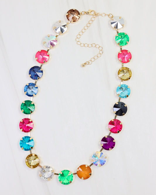 Shalimar Medium Rhinestone Necklace Dark Multi