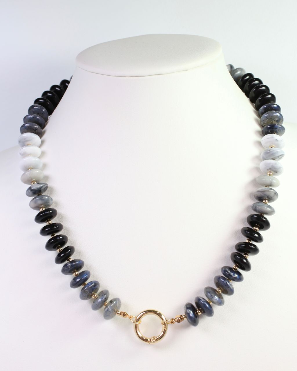 Fort Kent Stone Beaded Toggle Necklace Black Mix