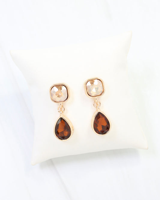 Roxanne Rhinestone Drop Earring Topaz