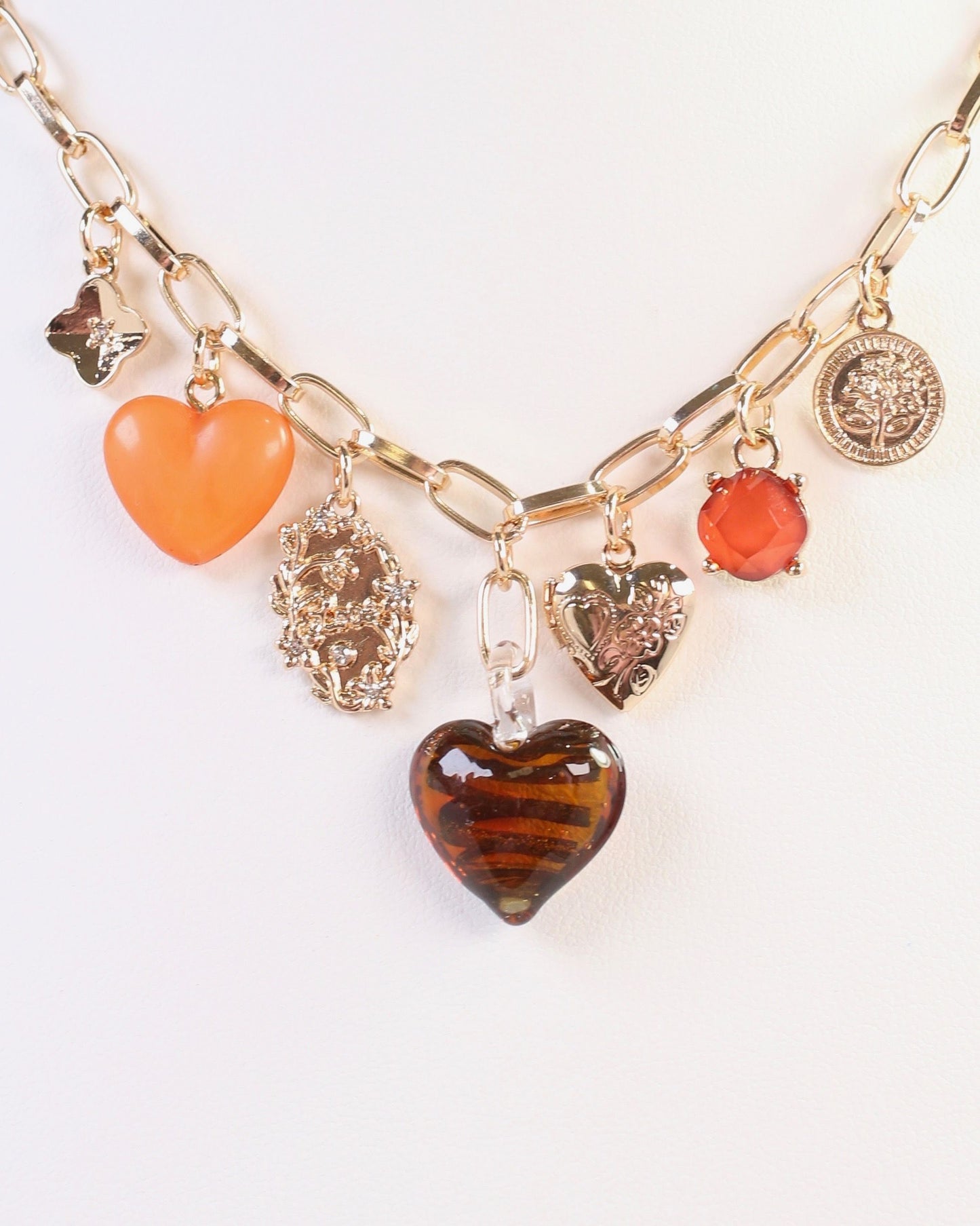 Linden Heart Charm Necklace Topaz