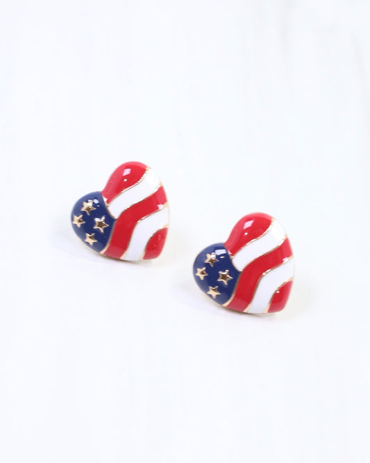 Banner Heart Stud Earring Red Blue