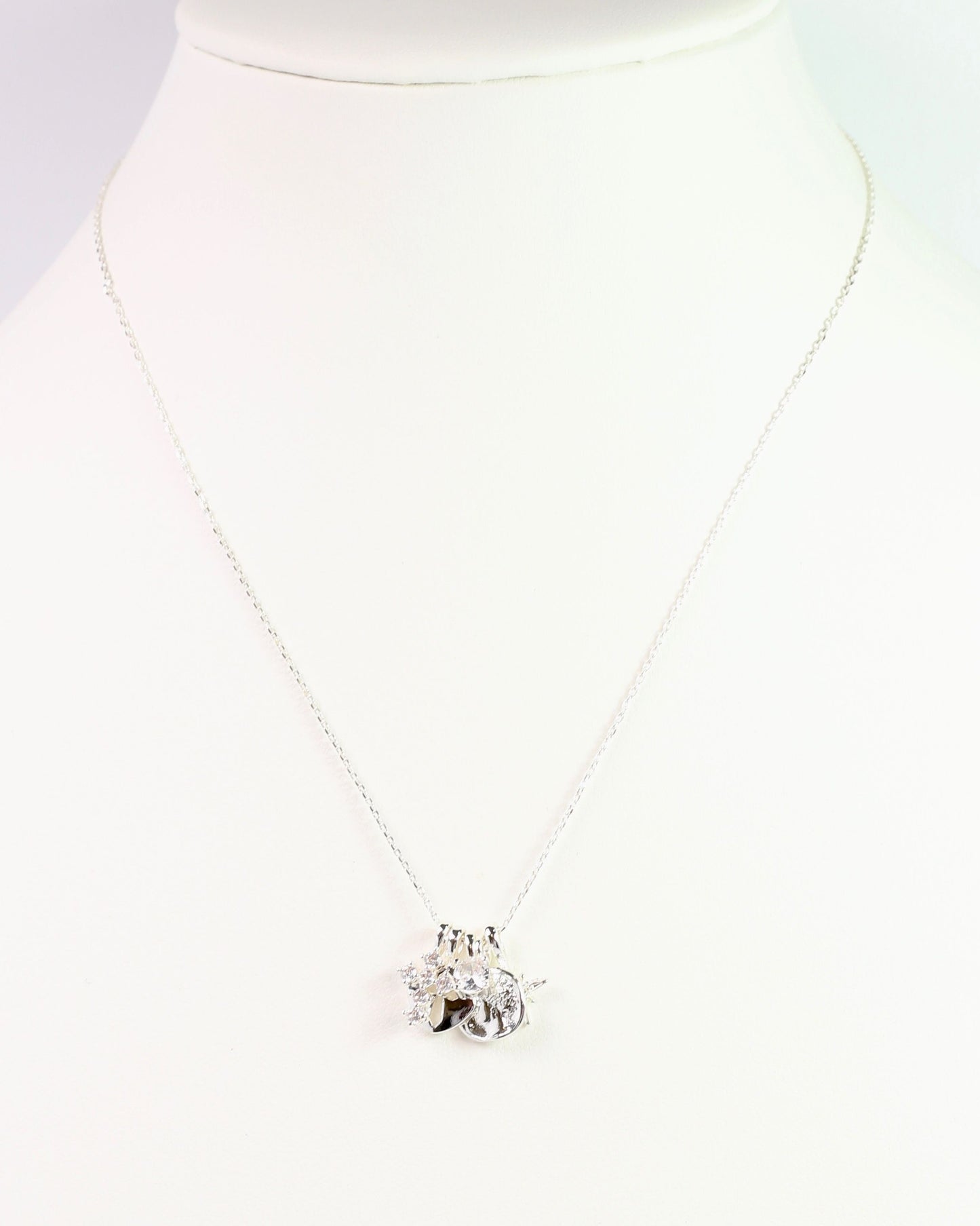 Cross and Coin Charm Necklace Set Silver