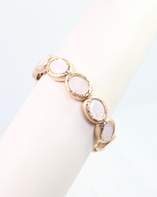 Devina Oval Stone Stretch Bracelet Worn Gold