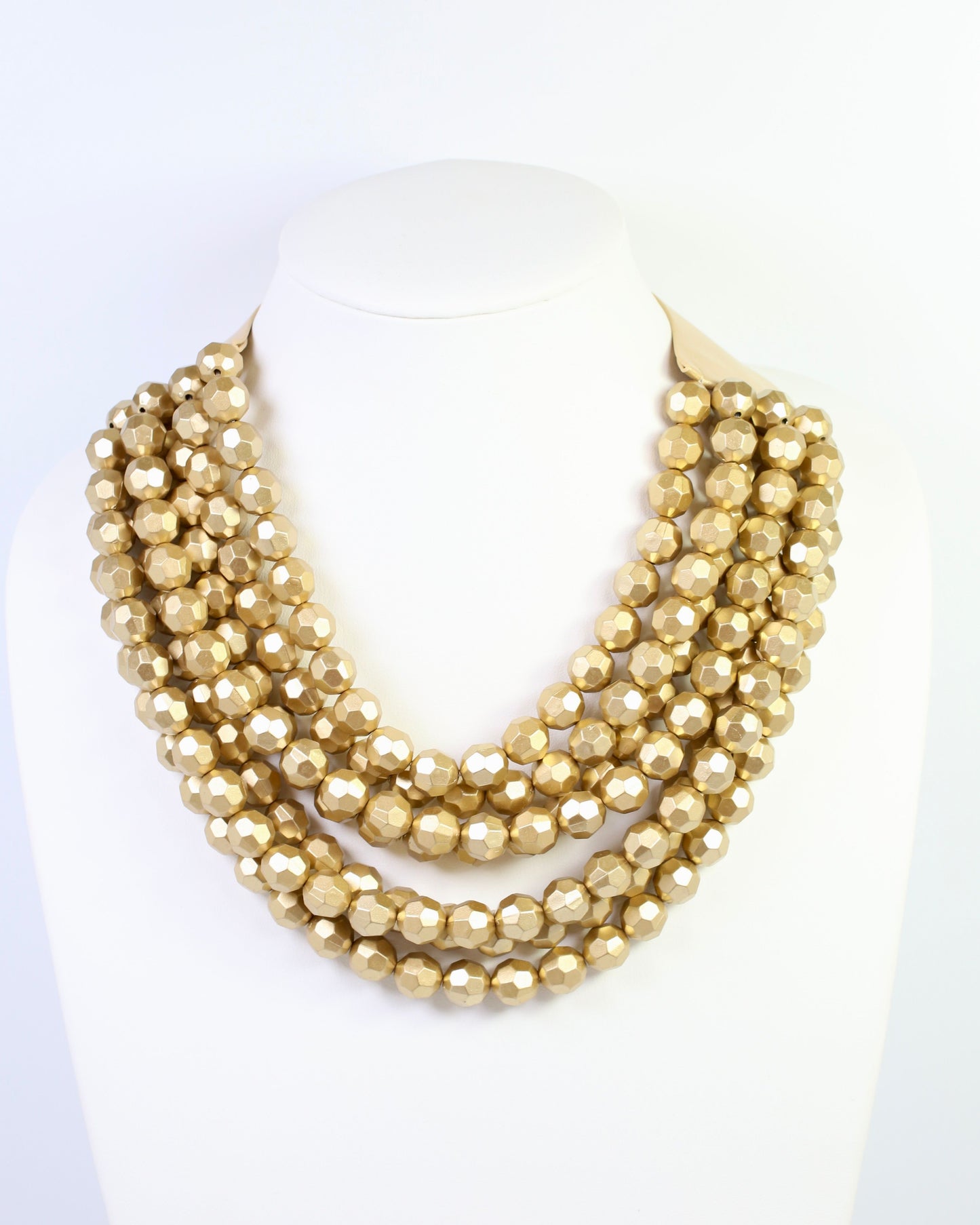 Cadence Multi Layered Beaded Necklace Worn Gold