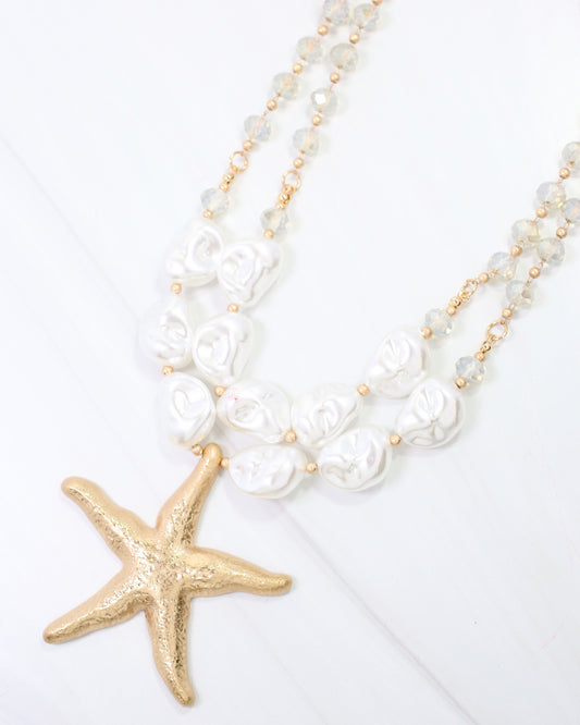 Newport Beaded Starfish Necklace Gold