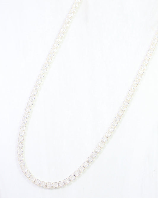 Luna Large CZ Tennis Necklace WR Silver