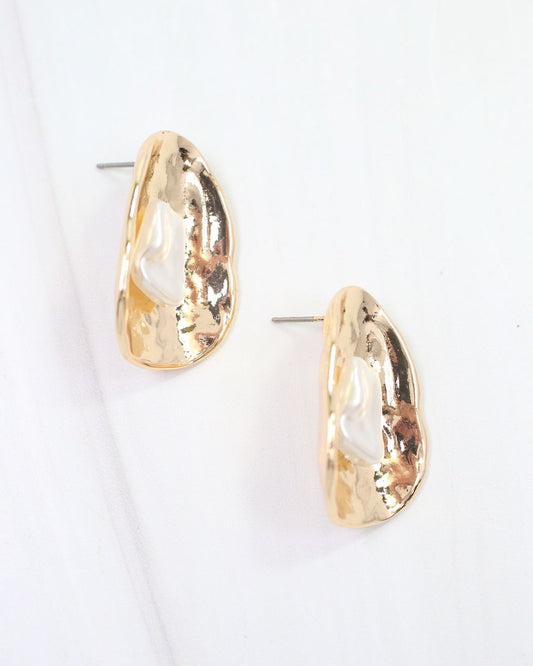 Dauphine Gold and Pearl Post Earring Gold