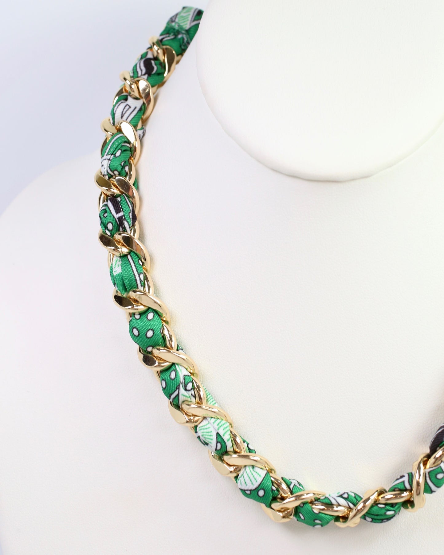 Corydon Braided Chain Scarf Necklace Green