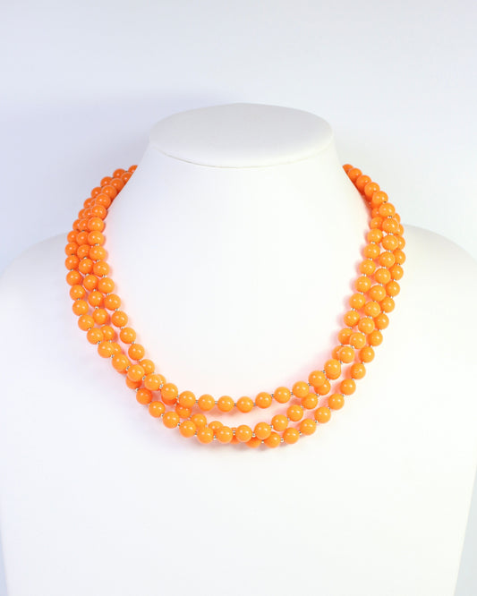 Brinley Beaded Layered Necklace Orange