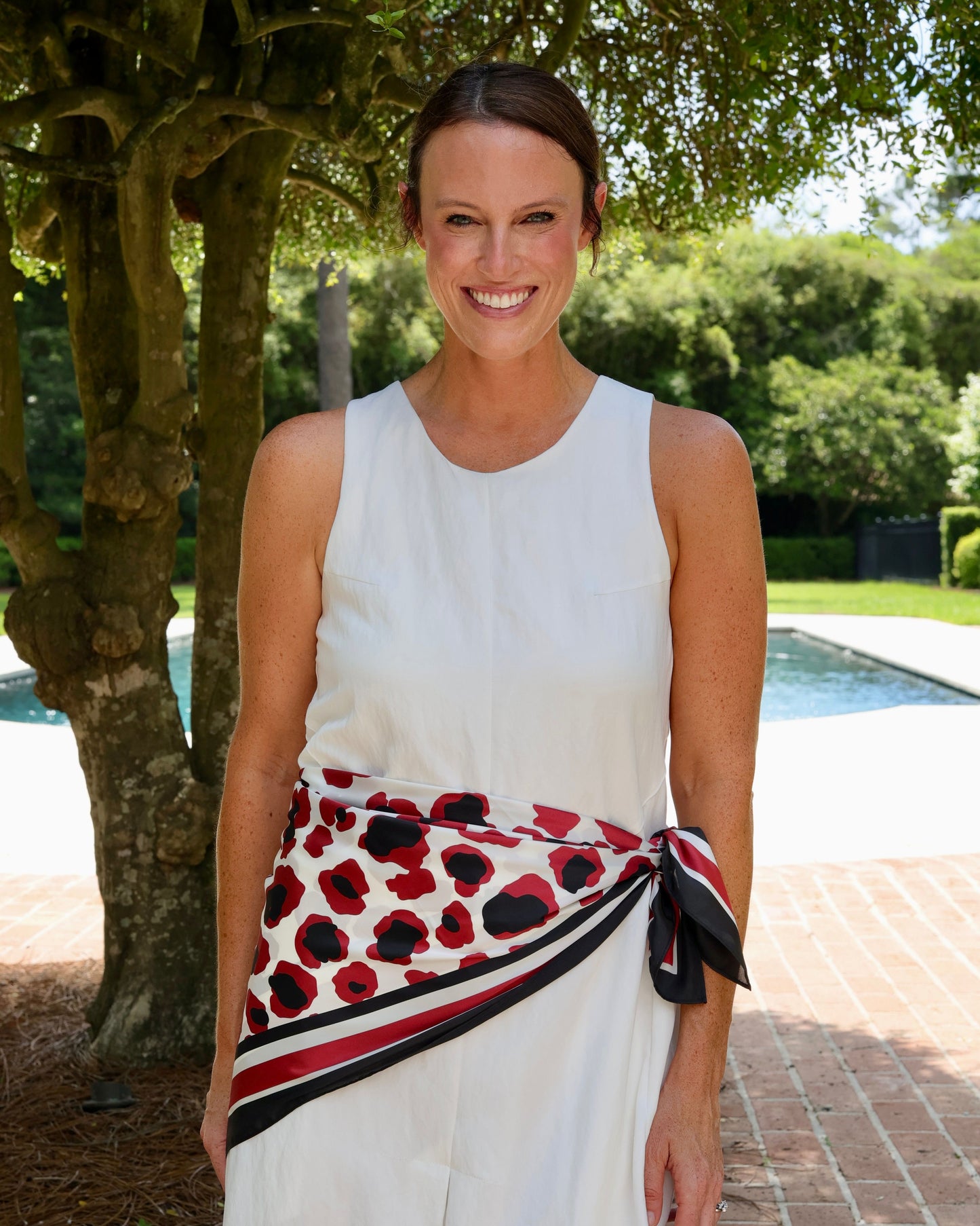 Meredith Spotted Scarf Large Garnet Black