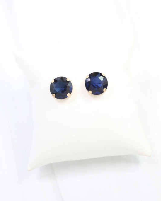 Andi Large Rhinestone Stud Earring Sapphire