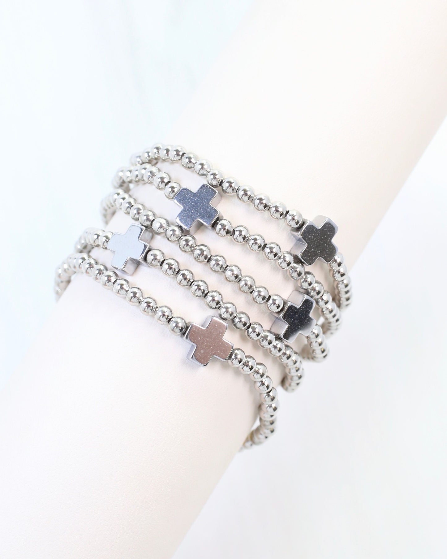 Olstead Cross Bracelet Set Silver