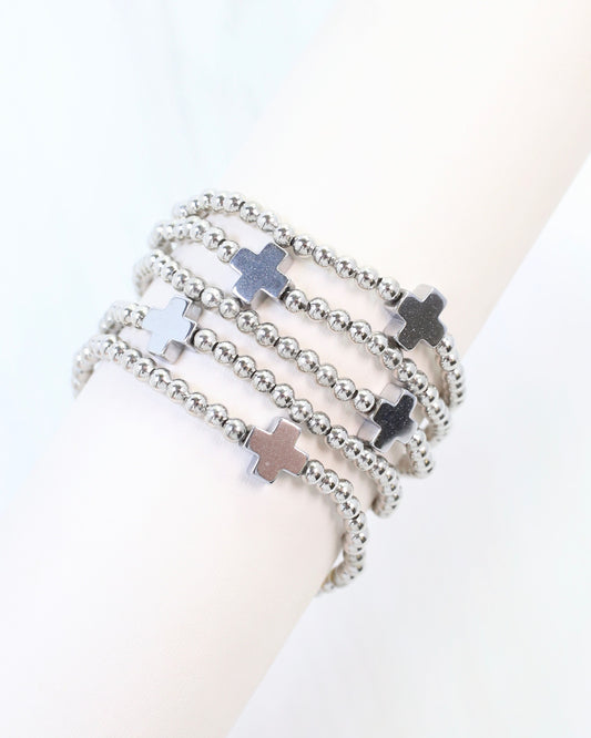 Olstead Cross Bracelet Set Silver