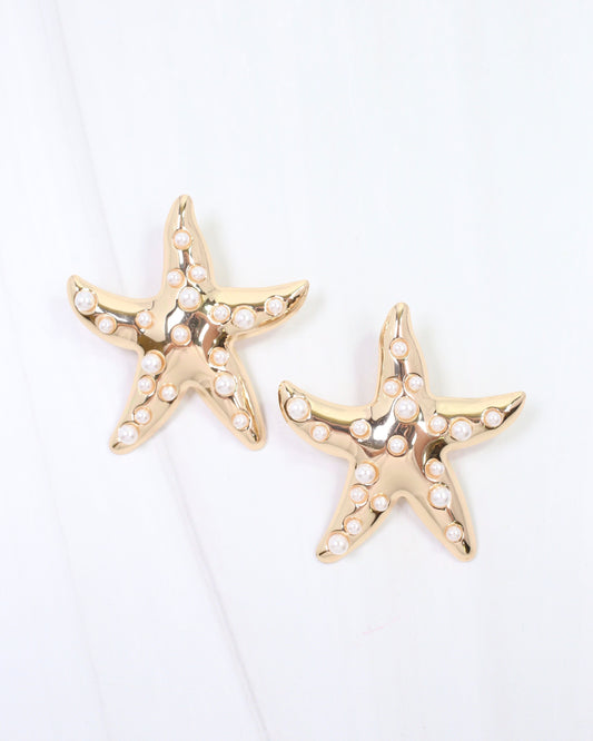 Trieste Pearly Starfish Earring Gold