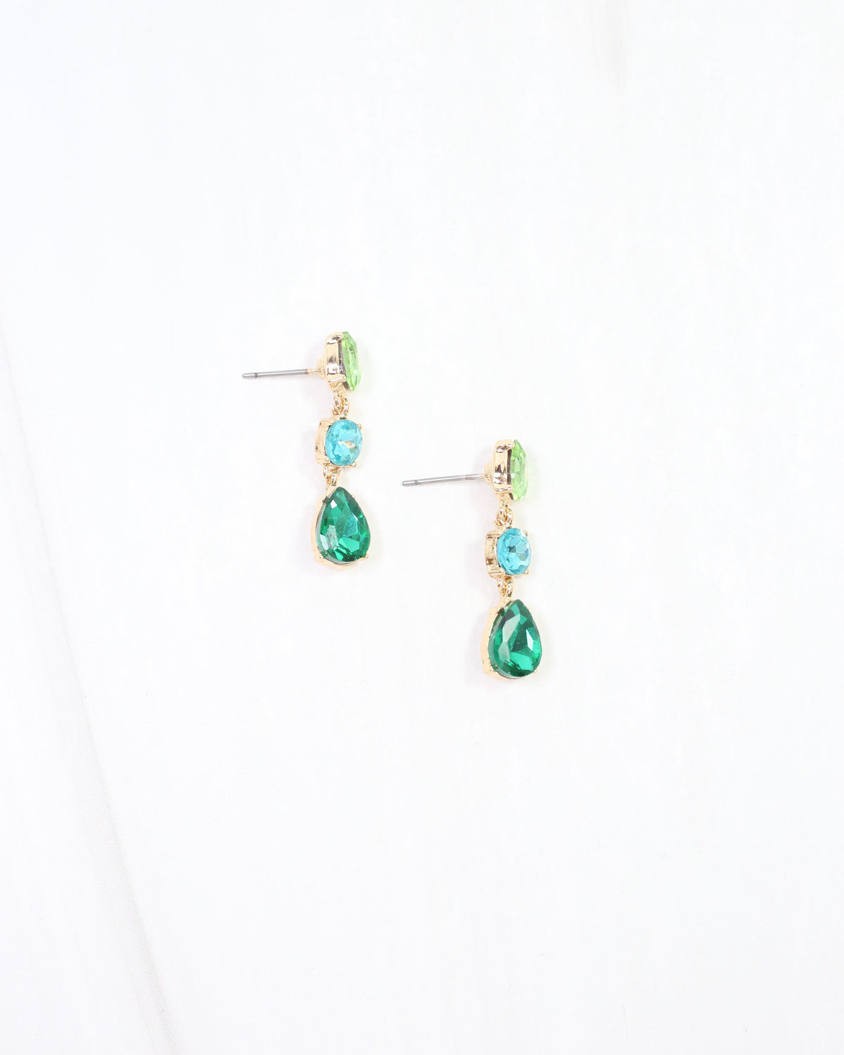 Darcy Crystal Drop Earring Green Multi