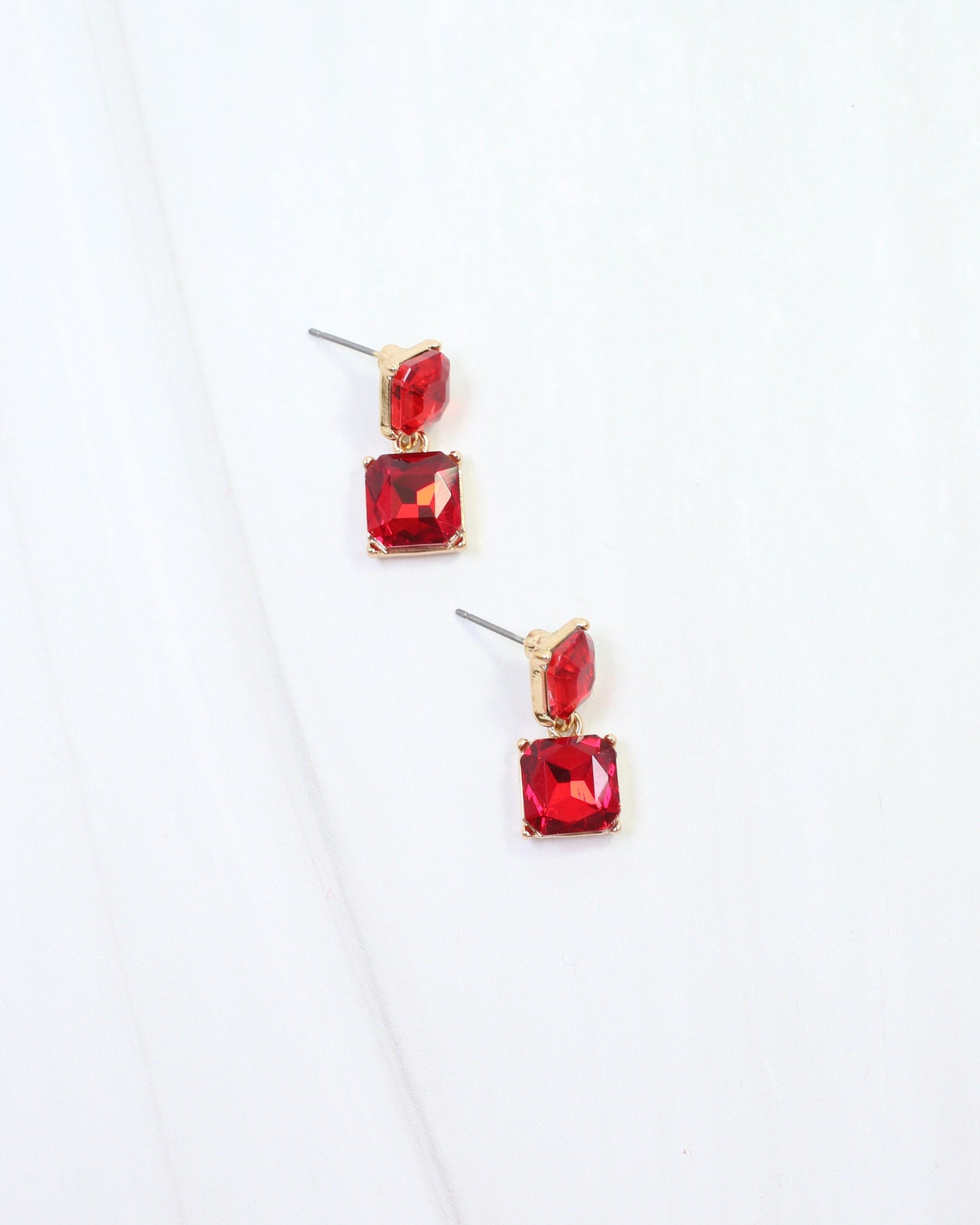 Dupree Crystal Drop Earring Red