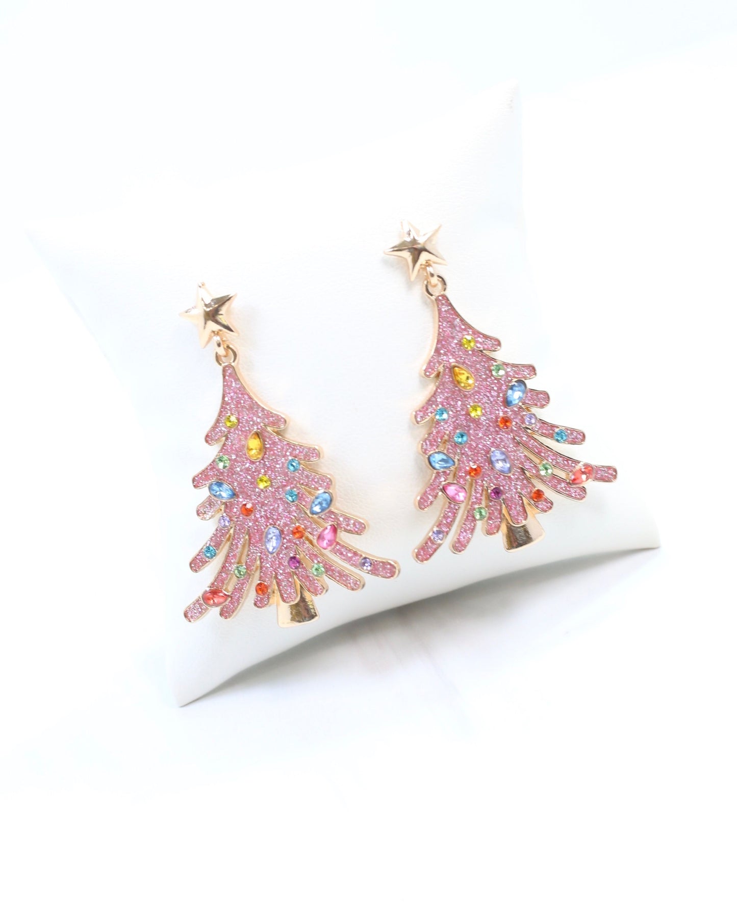 Christmas Sparkle Tree Earring Pink