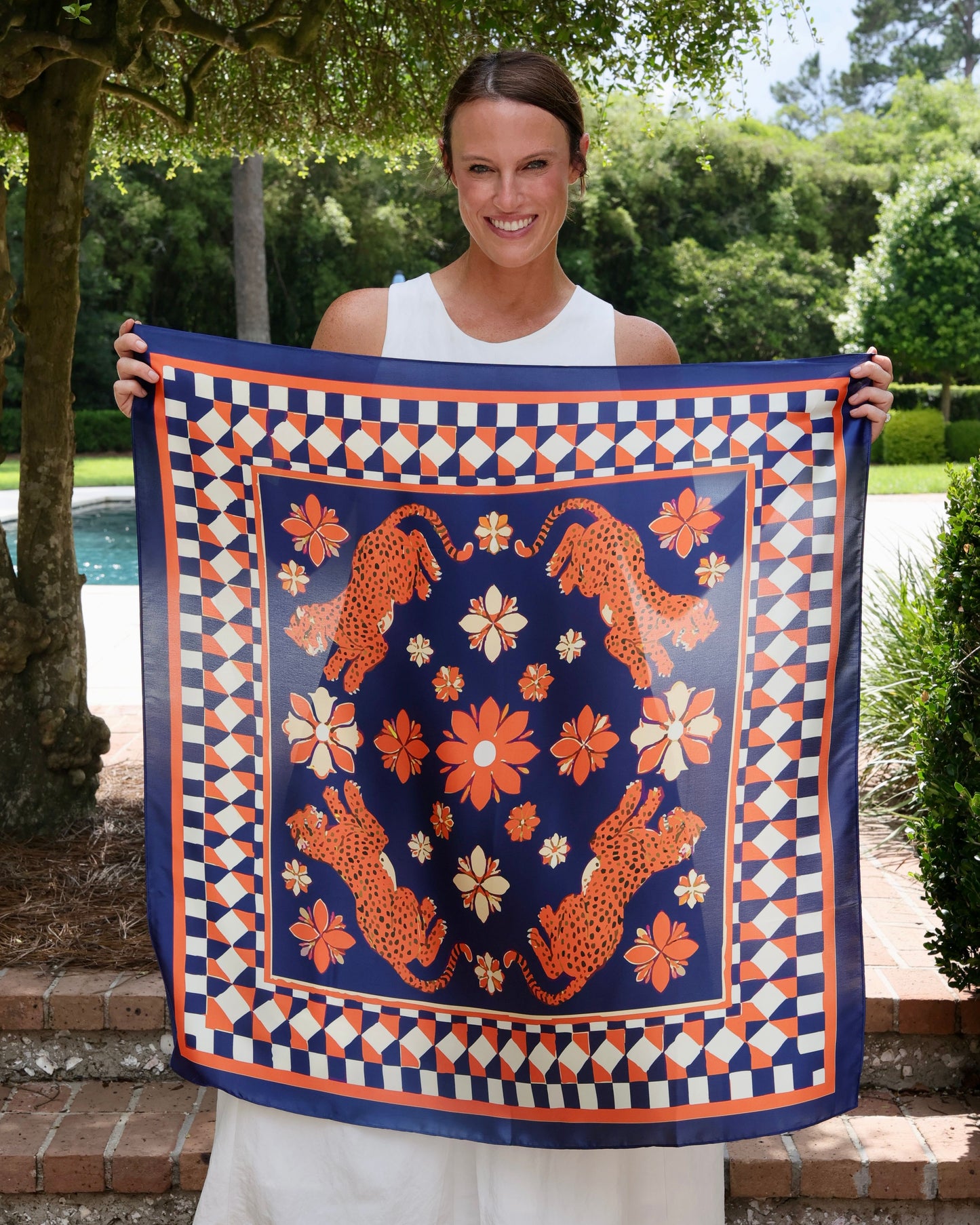 Hollis Scarf Large Navy Orange